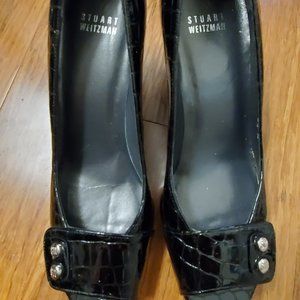 Stuart Weiztman Black Peep Toe Pump Size 8.5